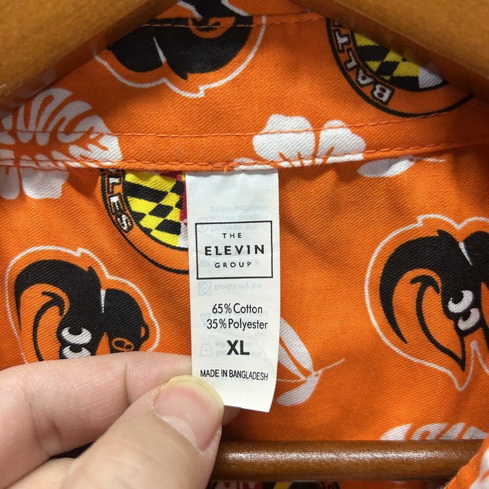 Baltimore Orioles MLB Orange‎ Hawaiian Short Sleeve Button Up Shirt Adult XL - Picture 4 of 6